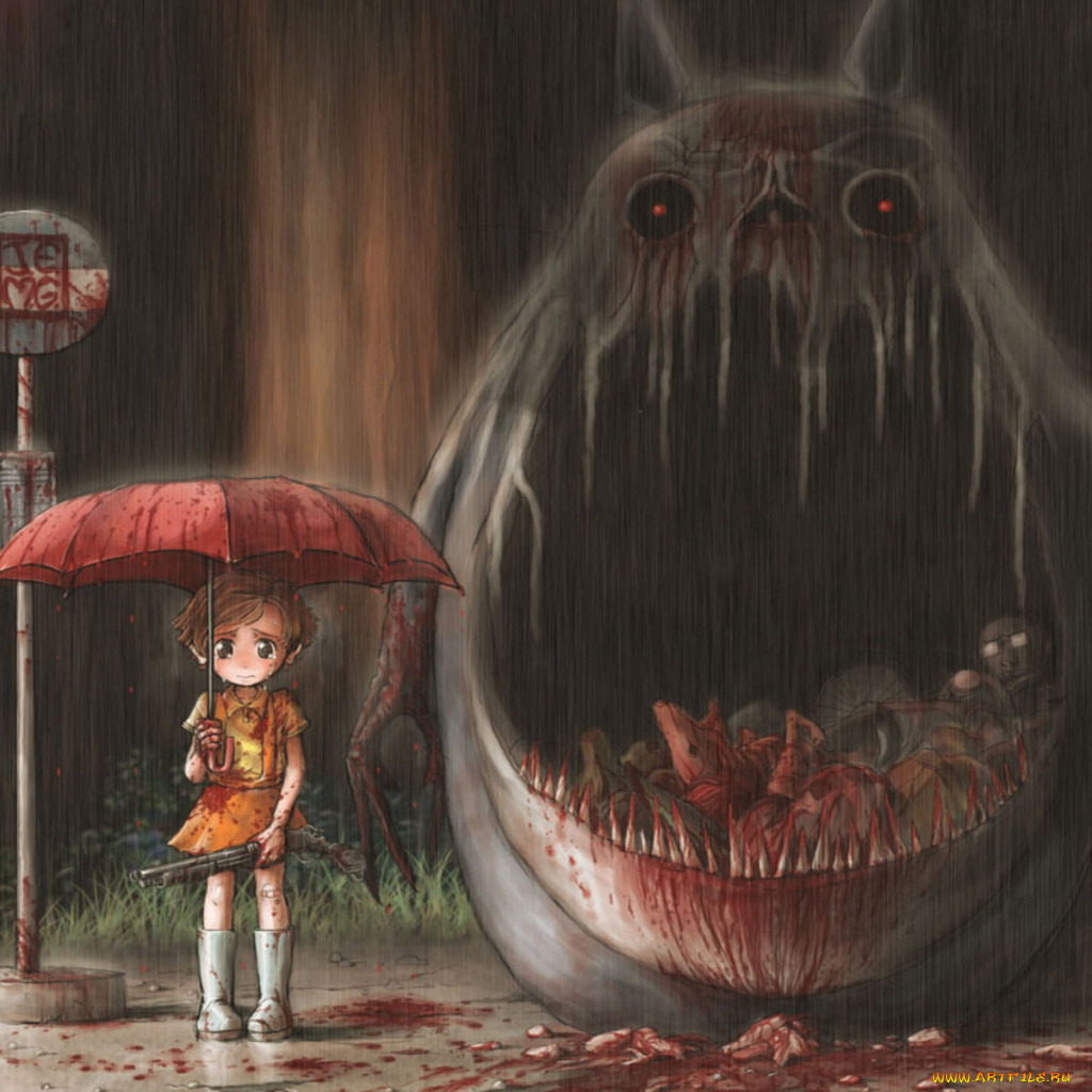 Обои HorroR Аниме My Neighbor Totoro, обои для рабочего стола, фотографии  horror, аниме, my, neighbor, totoro Обои для рабочего стола, скачать обои  картинки заставки на рабочий стол.